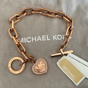 Michael Kors Rose Gold Heart Charm Bracelet
